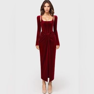 Bodycon midi dress with square neckline.  Purchased from Chelize.com